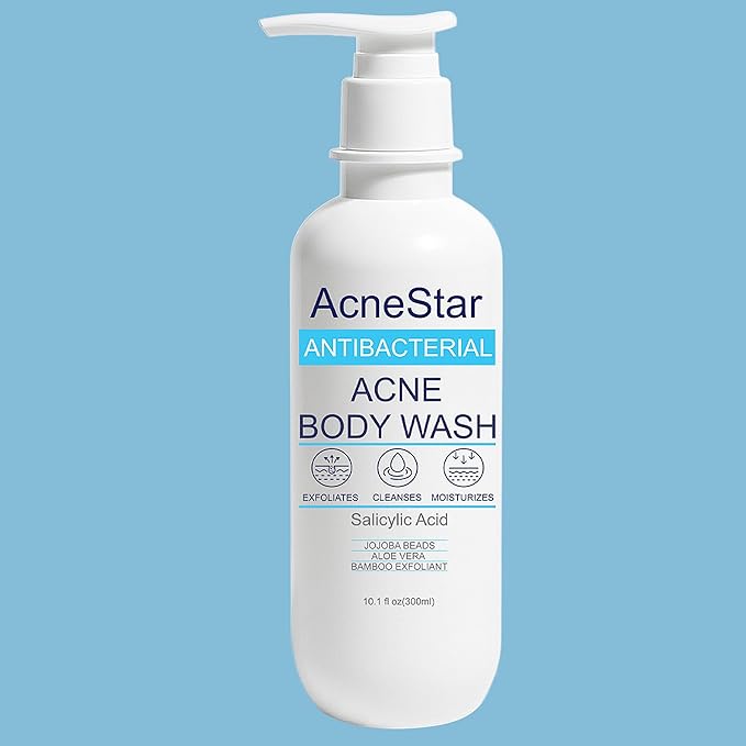 Acnestar Antibacterial Acne Body Wash with Salicylic Acid - Treats Back Chest Shoulder &amp Butt Breakouts Fights Clogged Pores &amp Cystic Acne Antifungal Body Wash - for Men &amp Women