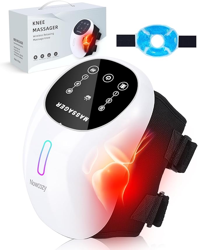 Knee Massager with Heat &amp Ice Pack Cordless Infrared Massager for Knee Pain Relief Adjustable Portable Device for Shoulder Elbow Joint Stiffness Ideal Gift for Men&ampWomen Parents