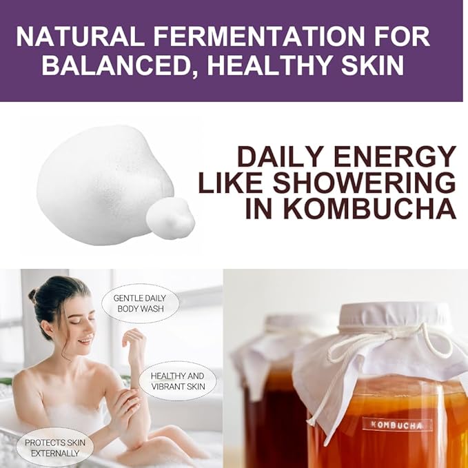 Kombucha Glass-Skin Moisturizing Body Wash K-BeautyFermented soybean barley Pear Juice Pomegranates12 Vitamins Nurishing Cleansing 16.9 fl.ozNo Silicone.Rich micro-foam gently cleanses