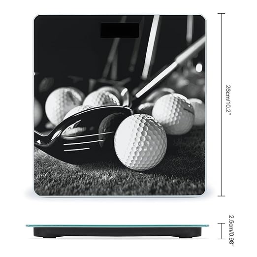 Black and White Golf Scale for Body Weight Sturdy Tempered Glass Weighing Scales with LCD Display Accurate Digital Bathroom Scale Convenient Body Fat Smart Scales 400lb