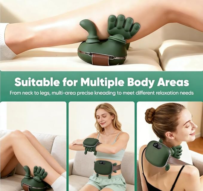 psycat 4D Neck and Shoulder Heat Massager Wireless Portable Neck Massager Relieves Muscle Pain Simulates Deep Tissue Massage of Human Hand for Home Office