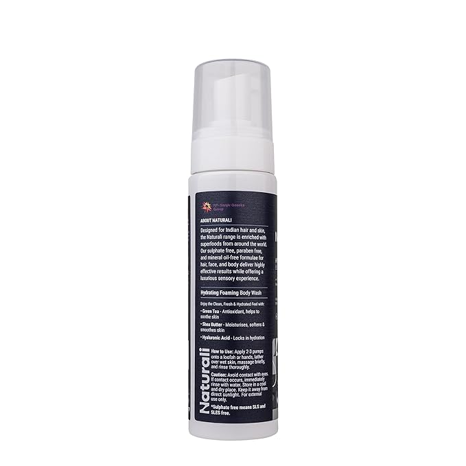 Hydrating Foaming Body Wash For Men | With Green Tea Shea Butter &amp Hyaluronic Acid | Cleanses &amp Removes Impurities | Soothes &amp Revitalises Skin | 100ml