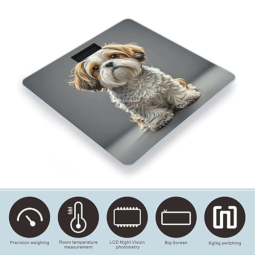 Shih Tzu Dogs Weight Scale Large Digital Bathroom Scales with Bright LED Display Non Slip Digital Scale and Step On Fashion Weighing Machine for Body