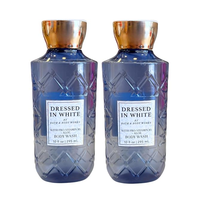 Bath &amp Body Works DRESSED IN WHITE Body Wash 2-piece Gift Set with a Red Bow for Holidays – 10 fl oz each