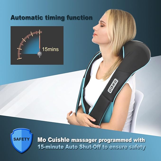Mo Cuishle Shiatsu Back Shoulder and Neck Massager with Heat Electric Deep Tissue 4D Kneading Massage Best Gifts for Women Men Mom Dad Fathers Day Mothers Day Christmas Gifts