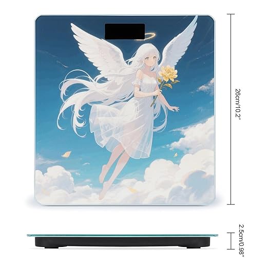 White Haired Angel Weight Scale Cute Bathroom Scale for Body Highly Accurate Digital Weighing Machine for People Compact LCD Display Scales with Sturdy Toughened Glass Scales