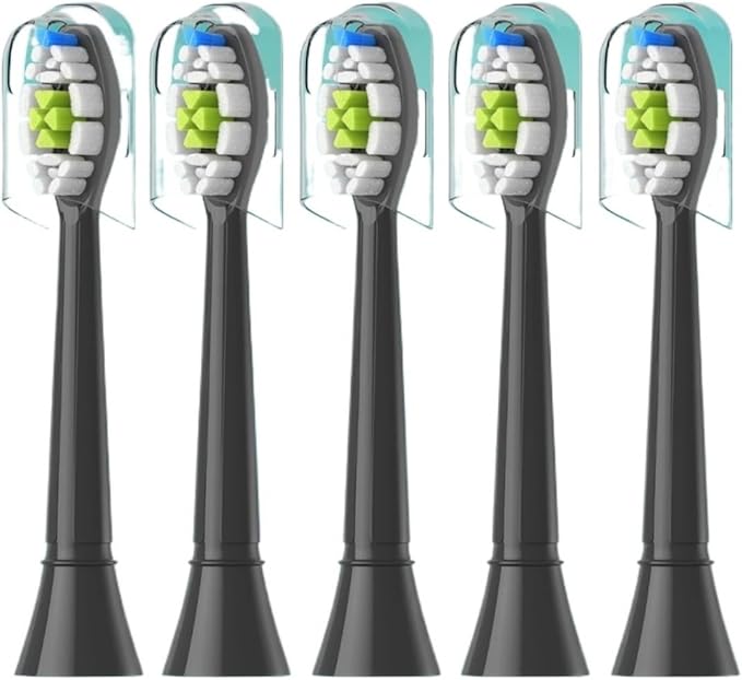 Replacement Toothbrush Heads Compatible with Philips Electric for EasyClean HealthyWhite and Other Snap-On Handles(5pcs Black)
