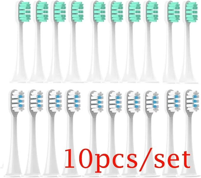 Hot Replacement Brush HeadsCompatible for Xiaomi Mijia T300/T500/T700 for Electric Toothbrushes with Caps Sealed Package Soft(5Green5Blue)