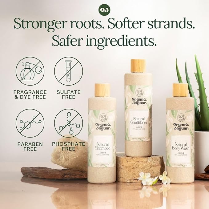 Organic Jaguar Natural Jasmine Body Wash with Aloe Vera Gel Bath and Shower Soap Cleanser for Body Care Leaves Skin Soft &amp Hydrated Unscented Sulfate and Paraben Free 13.5 fl oz