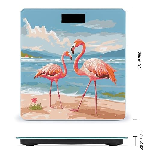 Flamingo Beach Weight Scale Digital Electronic Scales Bathroom Scale Larg LCD Backlight Display High Precisio MeasurementsTempered Glass
