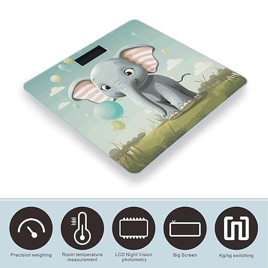 Lovely Elephant Bathroom Scale Ultra-Bright Liquid Crystal Screen Weight Scale Accurate Bathroom Body Scales for Body Weight Bathroom Pet Home Bedroom Gift-Giving