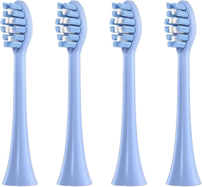 Compatible for FLYCO FT7105/FT7106/FT7108/FT7205/TH01 Electric Toothbrush Replacement Heads Soft Bristle Nozzles4-16pcs(4 Light Blue)