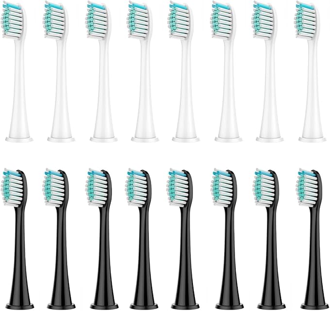 Compatible for 8Pcs Replacement Brush Heads Compatible with Philips Sonicare DiamondClean HX3/HX6/HX9 Series Electric Toothbrush HX6064(8 White 8 Black)