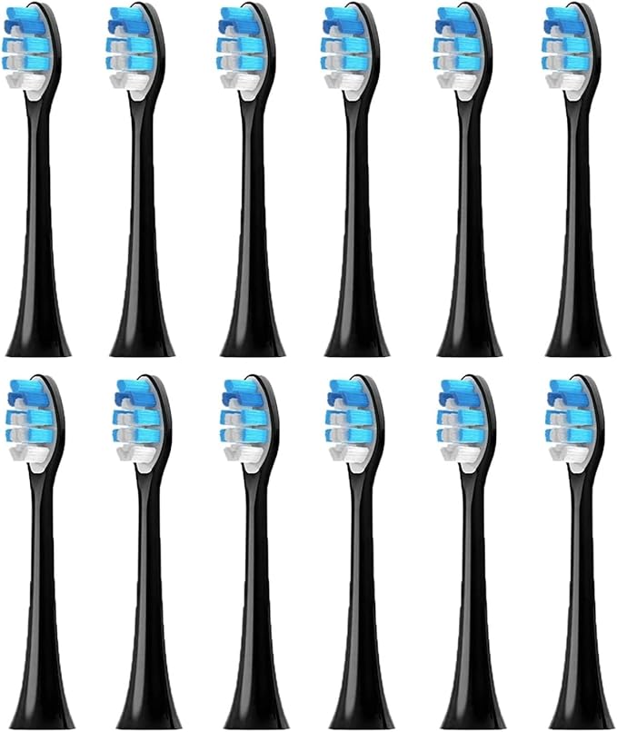 4-16pcs Replacement Toothbrush Heads Compatible with Brush with Cover Soft Bristles(12pcs Black)