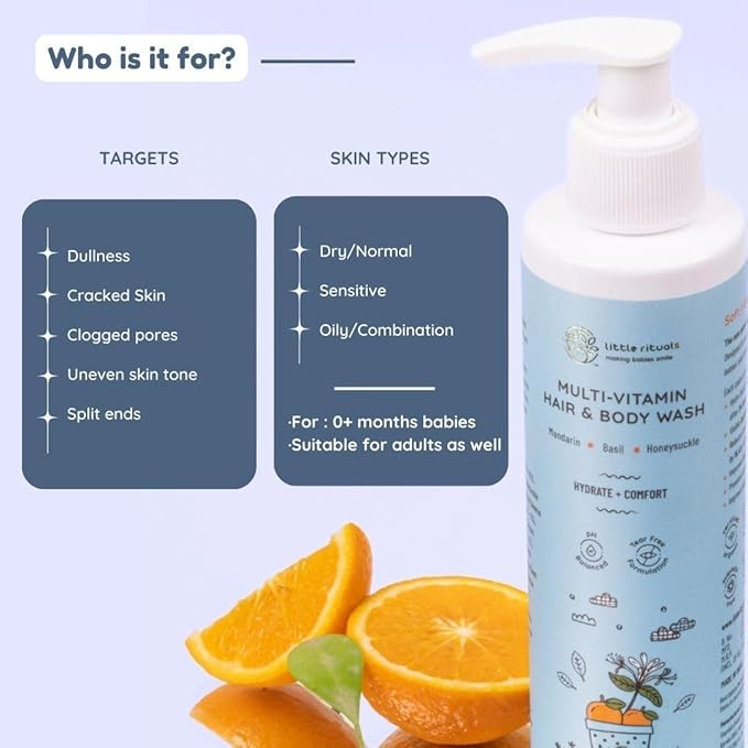 Lill Hair &amp Body Wash Natural Formula with Honeysuckle Basil Mandarin pH Balanced Tear-Free