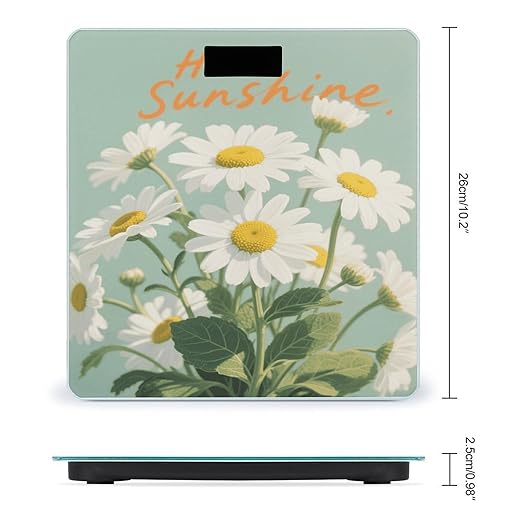 Hello Sunshine Floral Weight Scale Large Digital Bathroom Scales with Bright LED Display Non Slip Digital Scale and Step On Fashion Weighing Machine for Body