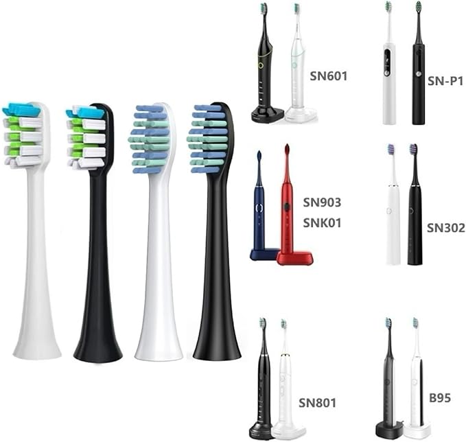 16pcs Toothbrush Head Compatible for SOUNESS Electric SN903/SNK01/SN601/SN801/ST903/ST901/ST905/ST802/SN-P1(16white Whitening)