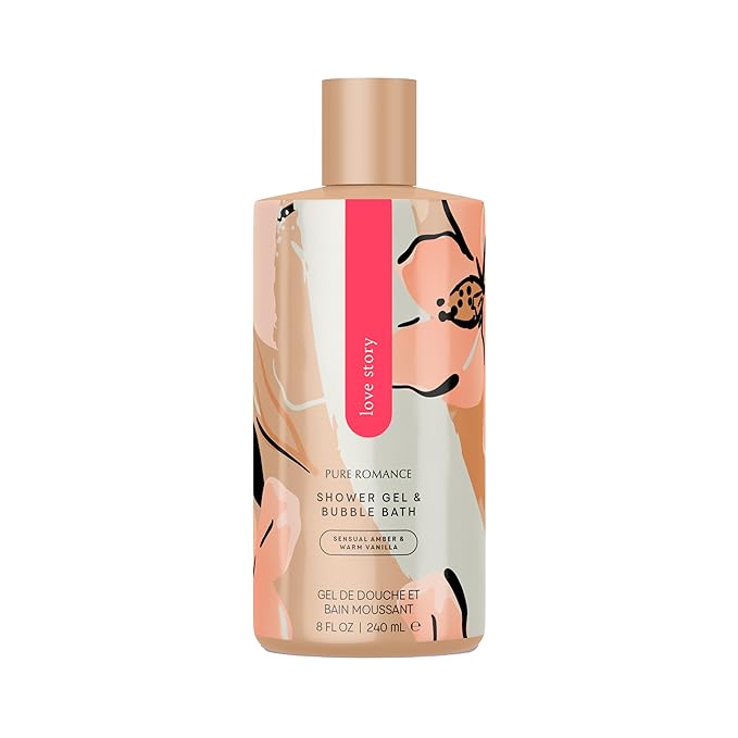 Pure Romance Shower Gel &amp Bubble Bath - Refreshing Long Lasting Bubbles - Infused with Moisturizing Argan Oil 8 Fl Oz Love Story