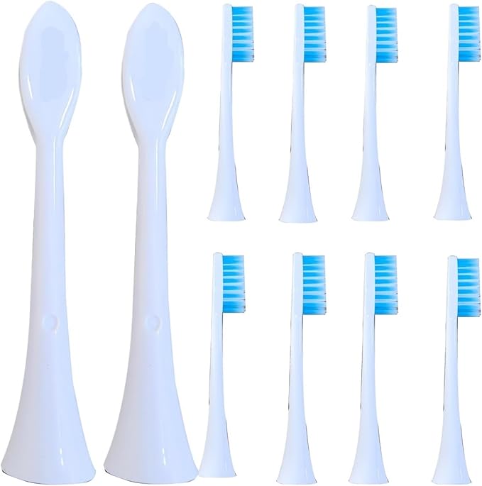 10pcs Replacement Toothbrush Heads Compatible with AquaSonic Black Series Vibe(White)