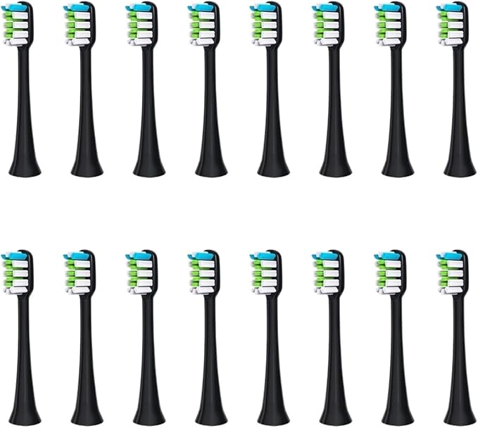 16pcs Toothbrush Head Compatible for SOUNESS Electric SN903/SNK01/SN601/SN801/ST903/ST901/ST905/ST802/SN-P1(16black Whitening)