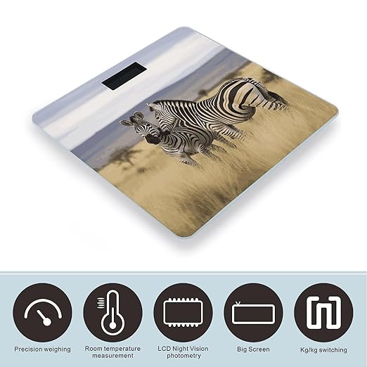 Zebras on South Africa Bathroom Scale for Body Weight with High Precision Large LCD Backlight Display Digital Weighing Scale with BMI Capacity Up to 180kg