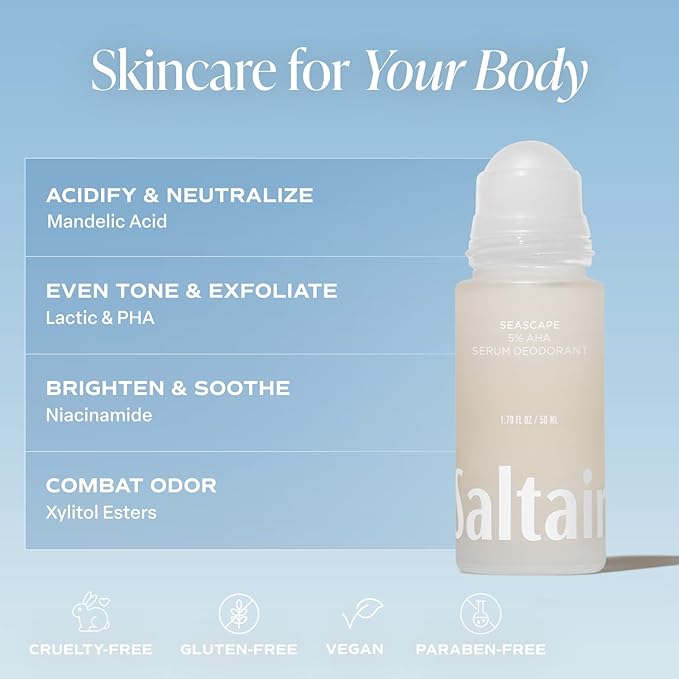 Saltair Seascape Body Wash &amp Serum Deodorant Bundle – Hydrating Cleanser and Aluminum-Free Deodorant Set for Women and Men