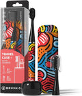 MIPOW Brush GO SlimPro i4 Electric Toothbrush Rechargeable Smart Ultra Sonic 3 Modes Travel Case &amp Ceramic Dock 60Day Battery Soft Bristles 2 Heads IPX7 Waterproof Color-Popart Edition