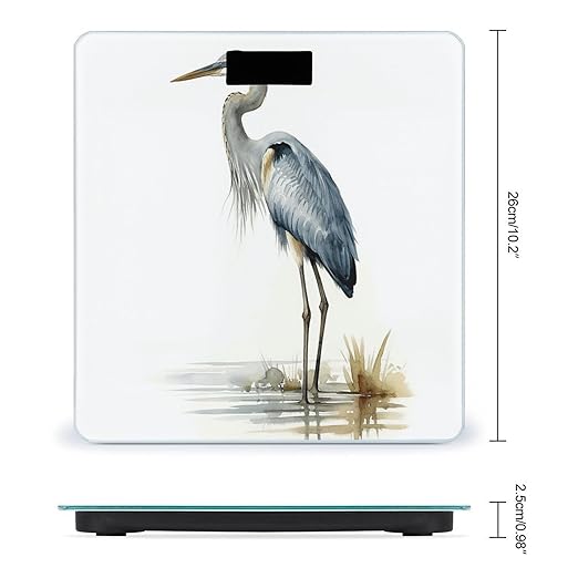 Long-beaked HeronScale for Body Weight with LCD High Precision Weighing Scales Fashion Sturdy Tempered Glass Weight Scales Easy-to-Read Digital Bathroom Scale for Daily 400lb