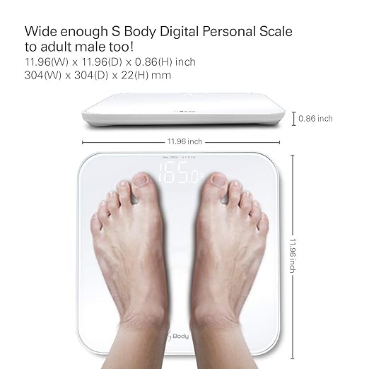 VisionTechShop S Body High Precision Ultra Wide Digital Body Weight Bathroom Scale up to 396lb/180kg Super-Clear Large LED DisplayStep-On Technology White