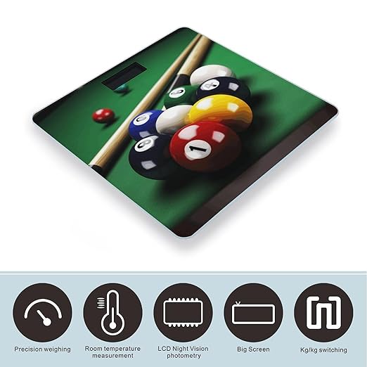 Billiards Smart Scale for Body Weight Accurate Bathroom Scale with LED Display Digital Weight Scales Weighing Machine High Precision Scales for Bath Home