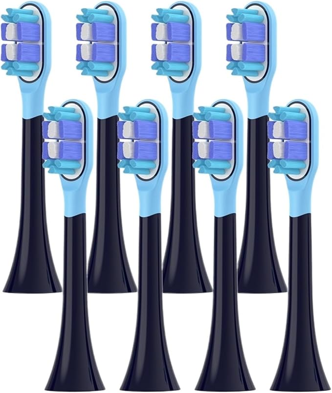 8Pcs Replacement Toothbrush Heads Compatible for T301 T302 T501 with Soft Bristles(8 BJ Black)