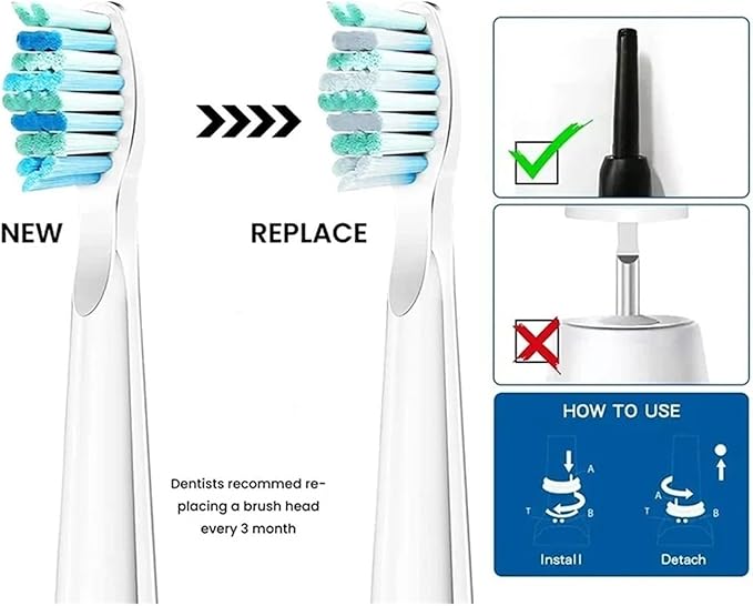 5-10Pcs Replacement Brush Heads Compatible for Seago/FW/SG 507/508/515/551/917/959/908 Bristle(5 Black 5 White)
