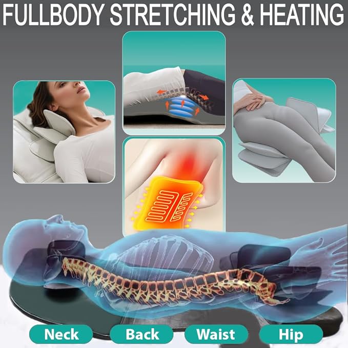 Full Body Stretching Massage Mat with Airbags. 3D Lumbar Traction - Neck Back Waist Hip Relaxation &amp Pain Relief. Back Massager Pad Foldable &amp Portable.