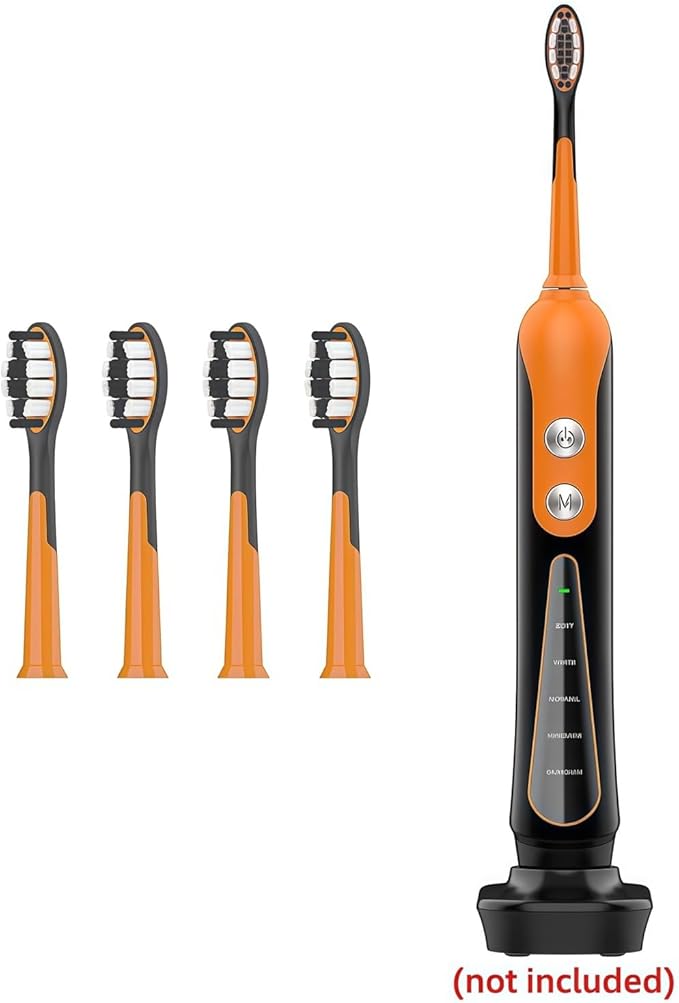 Replacement Toothbrush Heads Compatible with SUBORT S9 Brush Heads Sonic Electric Toothbrush Accessories(4 Black Brush Head)