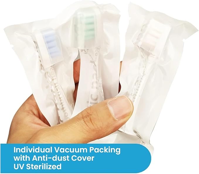 8pcs Replacement Brush HeadsCompatible for T300 T500 T700 Toothbrush Nozzles with Dust Cover Sealed Package Soft Bristle(8pcs White-Blue)