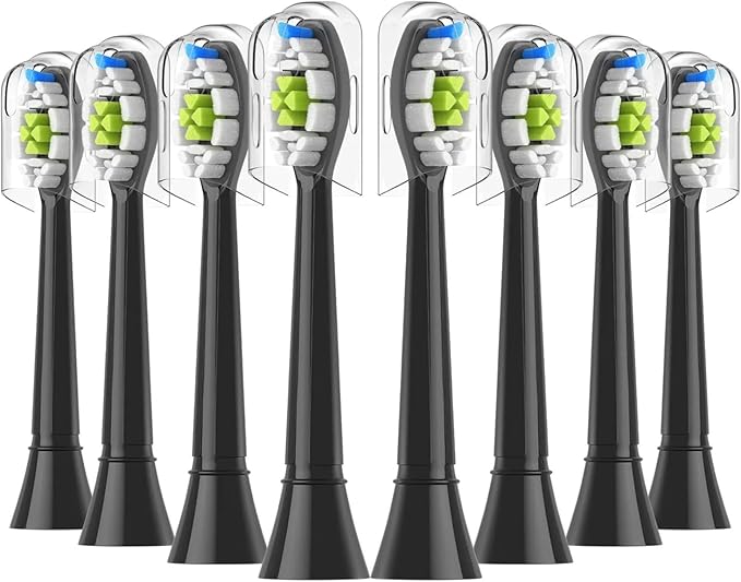 4/8/12/16pcs Replacement Toothbrush Heads Compatible for PhilipsReplacement Electric Brush Head 4100 6500 6100 7500 5300 1100(8pcs Black)