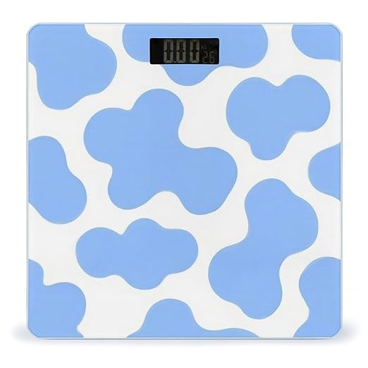Smart Scale for Body Weight Automatic Switch Digital Bathroom Weighing Scale Light Blue Animal Cow Print