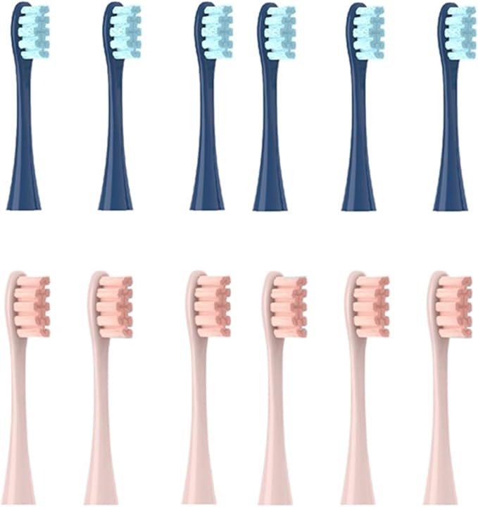 12PCS Replacement Tooth Brush HeadsCompatible for X PRO/ Z1/ F1/ One/Air 2 /SE Sonic Soft Electric(6 Dark Blue 6 Pink)