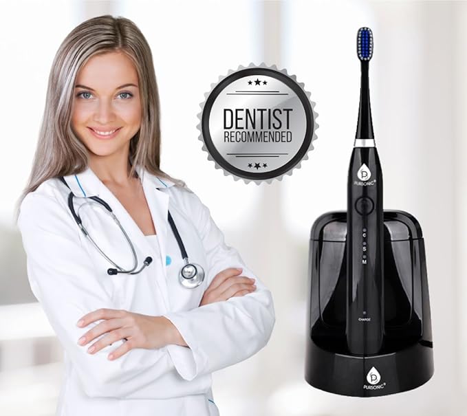 Pursonic S750 Sonic SmartSeries Electronic Power Rechargeable Battery Toothbrush Black