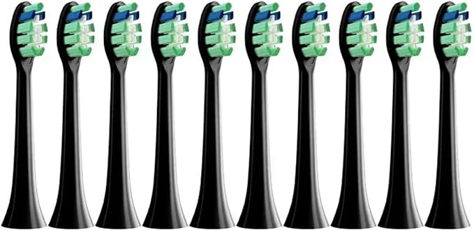10PCS Replacement Brush Heads Compatible for HX6930 HX6064 Sonic Electric Toothbrush Soft Bristle Nozzles No Metal(10Black)