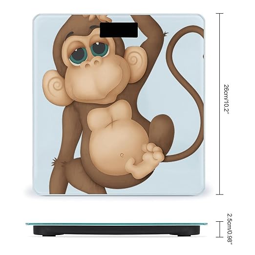 Cute Monkey Scale for Body Weight Anti-Slip Sturdy Tempered Glass Weighing Machine Highly Digital Accurate Bright LCD Bathroom Scale for Household Gift