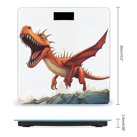 Pterodactyl Dinosaur Scale for Body Weight Sturdy Tempered Glass Weighing Scales with LCD Display Accurate Digital Bathroom Scale Convenient Body Fat Smart Scales 400lb