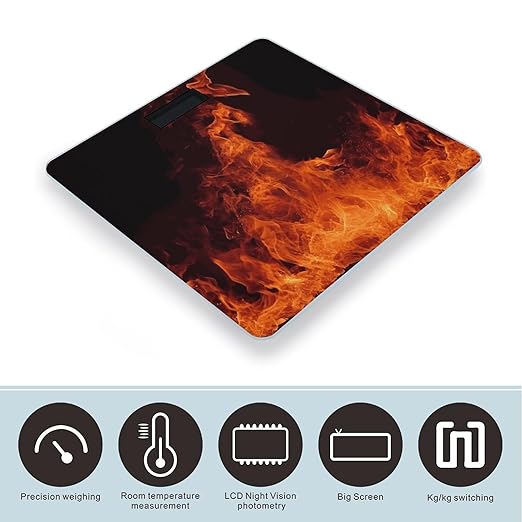 Dancing Fire Scale for Body Weight Sturdy Tempered Glass Weighing Scales with LCD Display Accurate Digital Bathroom Scale Convenient Body Fat Smart Scales 400lb