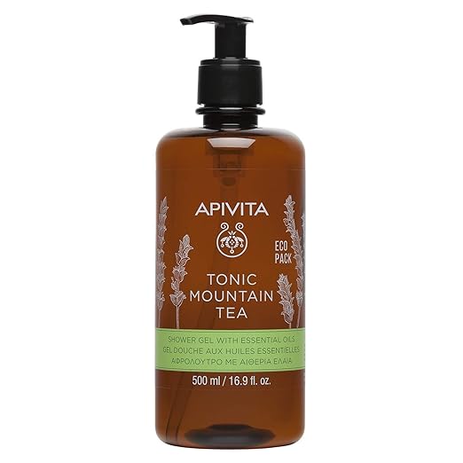 APIVITA Tonic Mountain Tea Shower Gel | Gently Cleanses Revitalizes &amp Preserves Moisture with Mountain Tea Propolis &amp Essential Oils