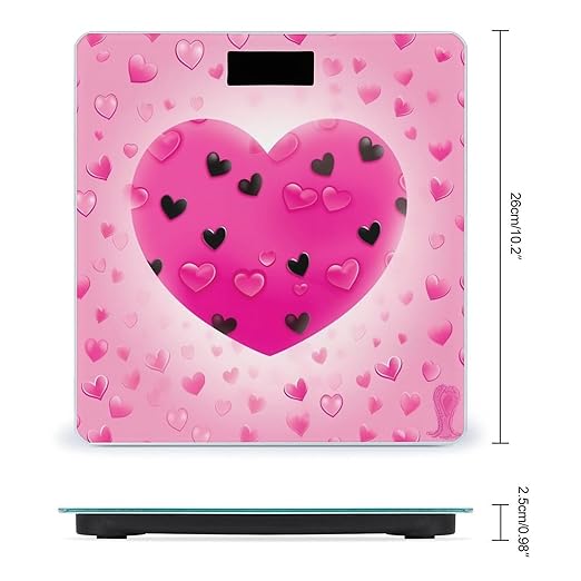 Digital Bathroom Scale for Body Weight Scale with Bright LCD Display High Accuracy Step-On Technology Auto On/Off Pink Love Heart Digital Scales 400 Lbs /180kg