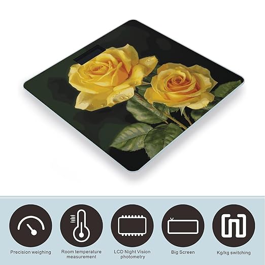 Yellow Rose Bathroom ScaleHighly Accurate Digital Weighing Machine for People Bright LED Display Weight Scale for The Aldult Home Use