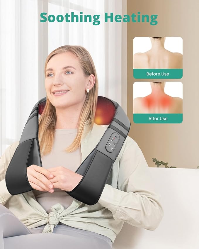 Medcursor Neck Massager with Heat - Deep Tissue Pain Relief Rechargeable Shiatsu Neck and Shoulder Massager Ideal Choice for Men Women Mom &amp Dad
