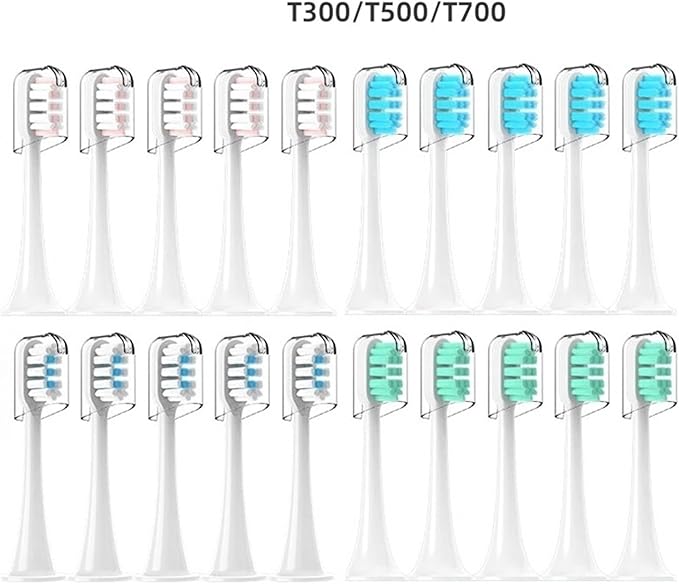 20Pcs Electric Toothbrush Head Compatible for T300 T500 T700 Replacement Universal Suitable(5 White 5Black)