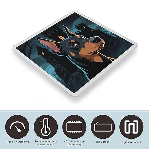 Doberman Pinscher Weight Scale Cute Bathroom Scale for Body Highly Accurate Digital Weighing Machine for People Compact LCD Display Scales with Sturdy Toughened Glass Scales