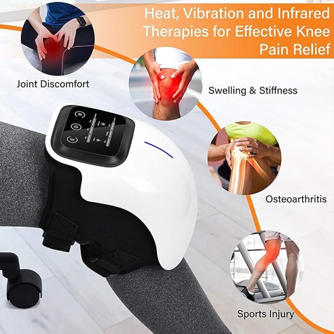 Cordless Knee Massager – Knee Massager with Heat Vibration for Pain Relief Electric Heated Knee Brace with 3 Heat Levels and 3 Massage Mode for Arthritis Injury &amp Recovery Gift for Men Woman